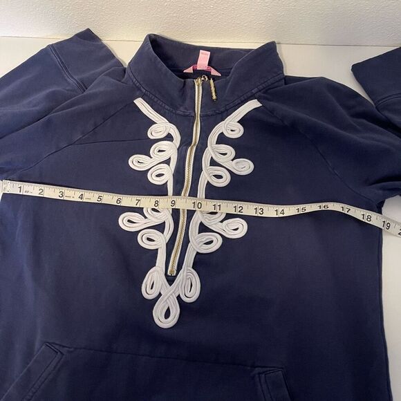 Lilly Pulitzer Popover Navy Quarter Zip Sweatshirt Size M - Picture 8 of 8